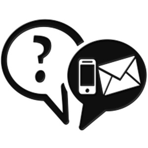 chat bubble, phone, and email